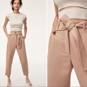 Aritzia Wilfred Salmon Jallade Tie Front High Waisted Trousers Pants size 0